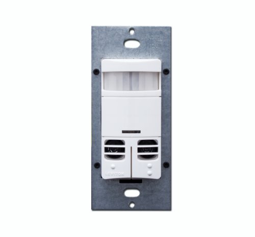 Leviton OSSMD-MDW Dual-Relay, Multi-Technology Wall Switch Sensor, 2400 sq. ft. Major & 400 sq. ft. Minor Motion Coverage, White
