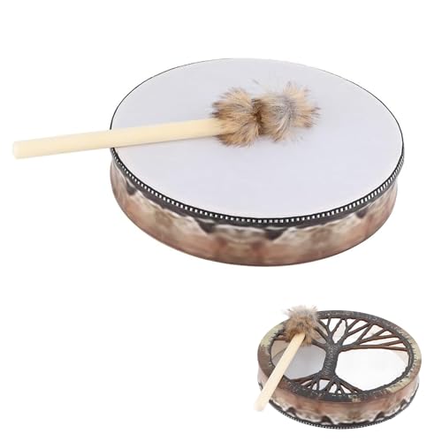 Schamanentrommel, 25cm Schamanische Trommel, Handtrommel mit Trommelstiel, Handgemachte Trommel mit Drum Stick, Musikinstrumente, Spirituelle Bassdrum mit Drumstick ür Spirituelle Musik, Meditation
