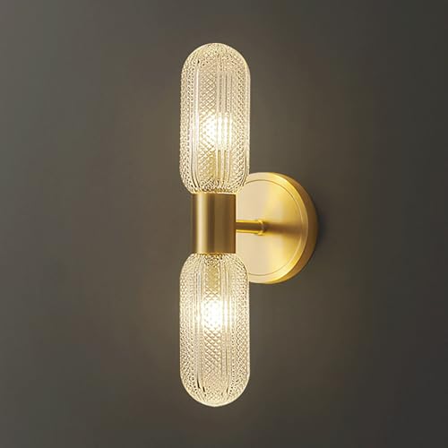 Applique murale à éclairage haut et bas, applique murale en laiton avec abat-jour en verre en forme de maïs, applique murale de chevet en cuivre, appliques murales décoratives en forme de chandelier,