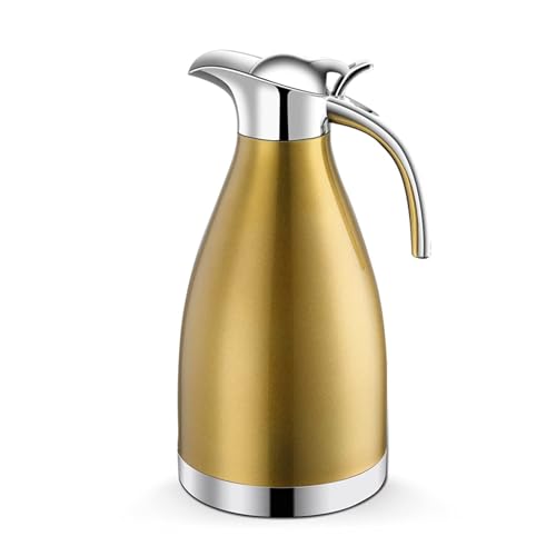 Brocca isolata, caffettiera da tè e caffè, 2 l, isolamento sottovuoto, doppia parete, in acciaio inox, caraffa per acqua, caraffa termica