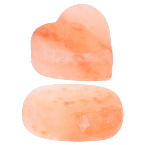 PLAFOPE 2 Piezas Piedras de Masaje Corporal de Sal Natural de Montaña Jabón Mineral Exfoliante Forma de Corazón y Óvalo para Spa Relajante y Cuidado de Piel Femenina y Masculina