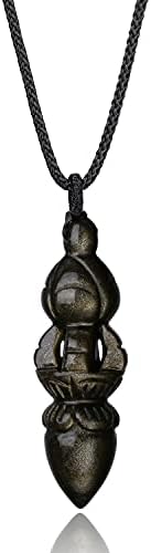 COAI Prayer Black Obsidian Vajra Buddha Pendant Necklace
