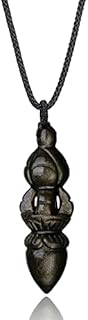 COAI Prayer Black Obsidian Vajra Buddha Pendant Necklace