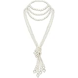 Monetais Collier de perles longues, ensemble de colliers fausses perles, longues, bijoux fantaisie des années 1920