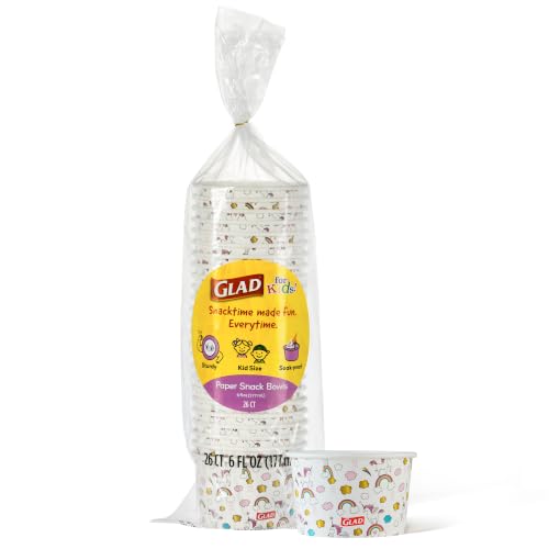 Image of Glad for Kids Unicorn Disposable Paper Snack Bowls, 6 Oz, 26 Count