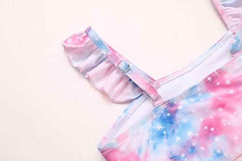 Image of Arshiner Girls Swimsuit 3 Piece Bathing Suits Cute Bikini Tankini Sets Teen Ruffle Swimwear with Cover Up Skirt