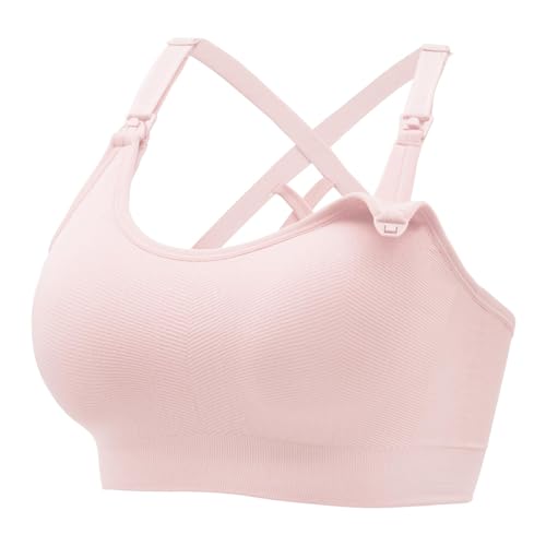 Image of Angelhood Nursing Bras for Breastfeeding, Seamless Nursing Sports Bra Medium Impact Support Maternity Bras for Pregnancy