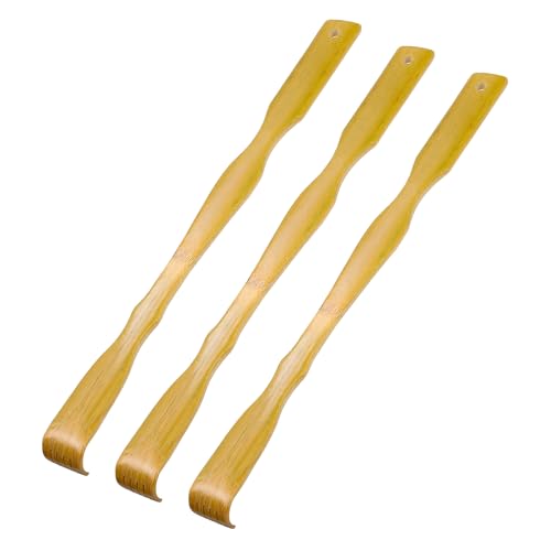 KOMBIUDA 3pcs Bamboo Back Scratcher Itch Relief Tool for Men Women Lightweight Design for Comfortable Grip for Reaching All Itchy Spots