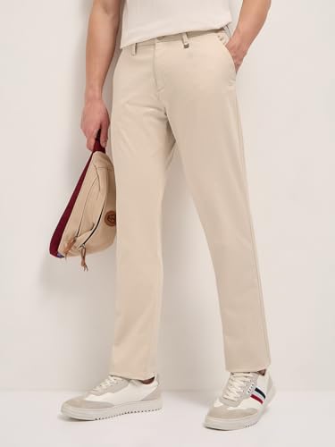 Image of Men's Grey Cotton Straight Fit Casual Trouser