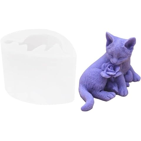 KXJHY 3D Cat Silicone Candle Mold Cute Kittens Styles DIY Handmade Crafts Making Wax Soap Aromatherapy Gypsum Epoxy Resin Mould (Cat2) Cover