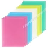 KTRIO 15 Pack Clear Plastic Folders Sleeves Project Pockets for Letter Size 8.5x11 Paper Document, L-Shaped Transparent File Jacket for School Office, Acid-Free Poly Plastic, 5 Colors
