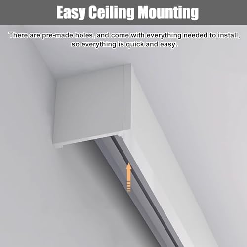 White Ceiling Curtain Track with Box Valances - 5.25ft Single Rail Decorative Curtain Rod for Hotel, Bedroom, Apartments - Elegant Window Treatment Solution