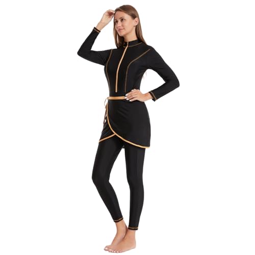 Women's Muslim Swimwear Long Sleeve Burkini Full Cover Swimsuit Rash Guard, 3pcs Set4