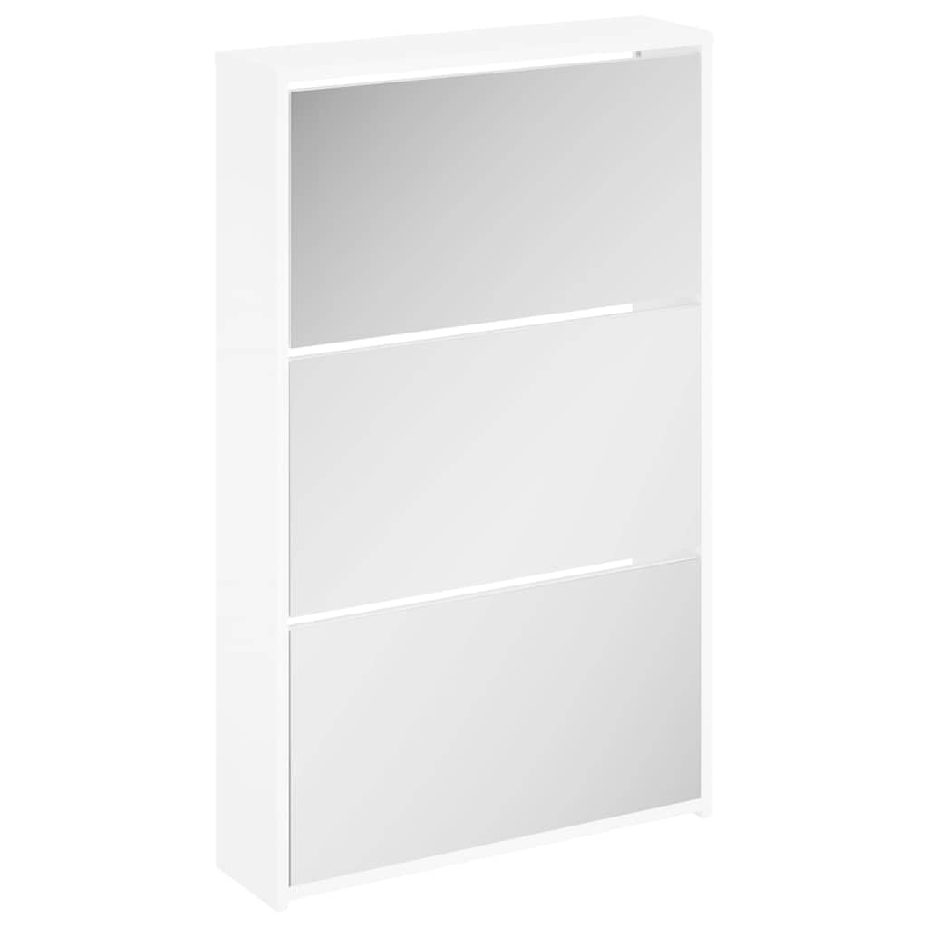 Scarpiera 63 x 17 x 102,5 cm Bianco con Specchio