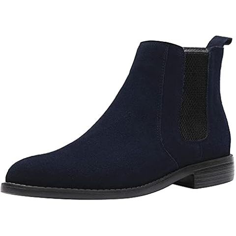 JIONS Mens Suede Slip On Chelsea Boots Lightweight Leather Casual Dress Ankle Boot A/Blue 46/11 M US Cover