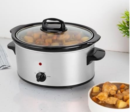 RA-HOMESTORE 6.5L Slow Cooker Save time - Prep your meals the night before then turn your slow cooker on low all day and come home to a delicious meal - Stainless Steel