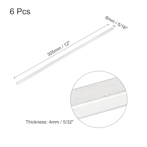 Image of MECCANIXITY 6 Pcs Square Aluminum Flat Bar, 5 /32 inch (4mm) Thick x 5 /16 inch (8mm) Width x 12 inch (305mm) Long 6061 Aluminum Flat Plate Solid New Mill Stock Silver for Industrial Building