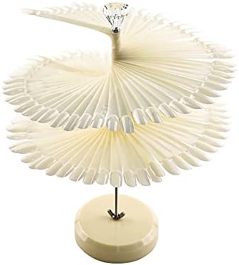 120 Colors Nail Tips Display Stand, DIY Nail Art Showing Shelf with Number Posted, Gel Nail Color Card Spiral Fan-shaped Nail Art Polish Practice Display Tips (White,Oval)