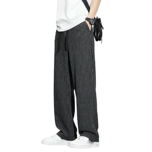 Pantalon décontracté à rayures homme printemps été jambe large droit