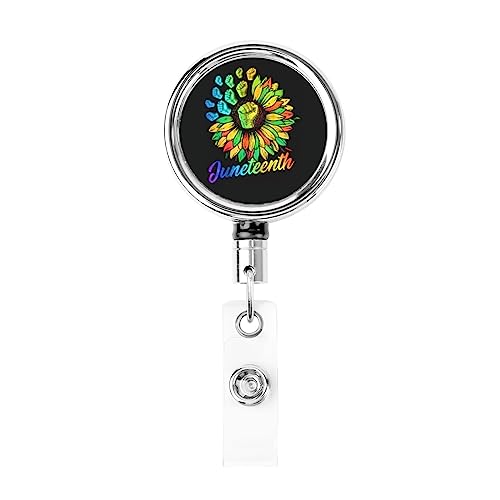 Juneteenth 19 juin 1865 African American Black Freedom Celebration Porte-badge rétractable Reel Clip Id Card Holder forNurse Student Office Worker