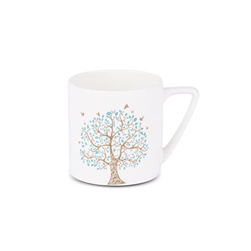 Image of Dandy Lines Puja with Good Luck Tree, Ceramic Coffee Mug Set, Pack of 6, Microwave & Dishwasher Safe, Great for Home Use & Gifting