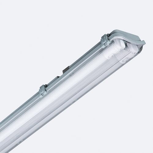 LEDKIA LIGHTING Pantalla Estanca 150cm IP65 con dos Tubos LED Cristal 22W 140lm/W 6000K Blanco Frío