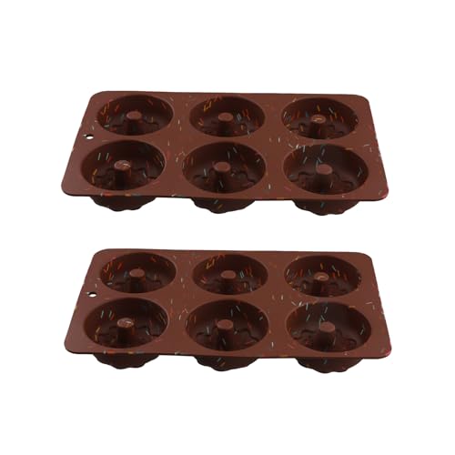 Jooehyer Mini Tortiera da 2 Pezzi, Tortiera con Tubo Scanalato A 6 cavità, Stampo in Silicone Antiaderente per Cupcake, Ciambelle, Muffin, Pane di Mais