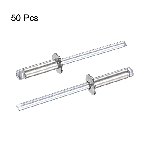 Uxcell A21012200UX0210 Blind Rivets 304 Stainless Steel 4Mm Diameter 13Mm Grip Length Silver 50Pcs thumb #3