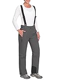 Mapamyumco Damen Snow Ski Latzhose Bergsteigerhose Wasserdicht Winddicht Isolierte Skihose Abnehmbar Grau M