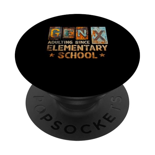 Generación X Adulting Desde Escuelas Primarias Gen X Vintage PopSockets PopGrip Adhesivo