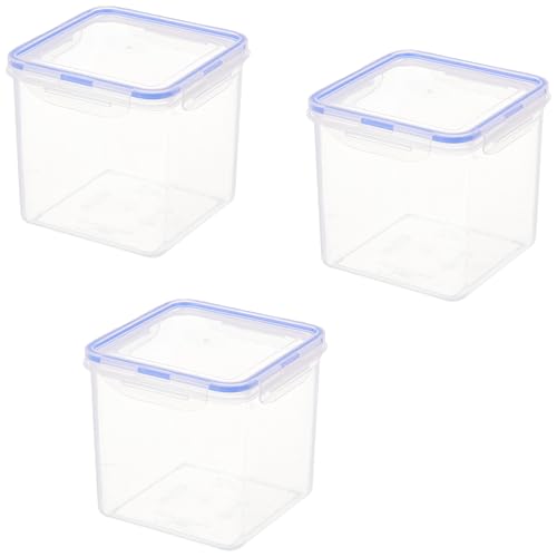 Image of Aristo Lock & Fresh 203 Plastic Storage Container For Storing grains, pulses, rice, wheat etc - 2150 ML - Set of 3 Transparent Clear (15.5 x 15.5 x 14.5cm)
