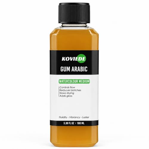 KOVIEDE Gum Arabic 3.38 fl oz (100ml) – Watercolor Medium Controls Color Diffusion & Enhances Gloss, Allows Easy Lifting of Pigments for Artists & Painters
