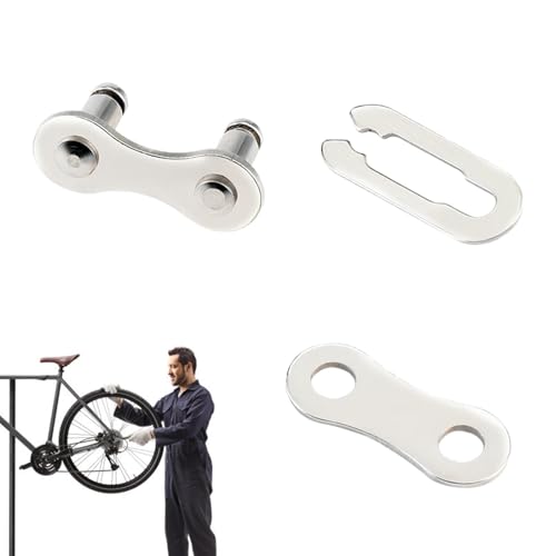 Eslabón que falta de bicicleta reutilizable – Plata galvanizada, conector de cadena rápido, bicicleta | Perfecto para bicicletas de carretera, viajes de montaña, reparación, mantenimiento,