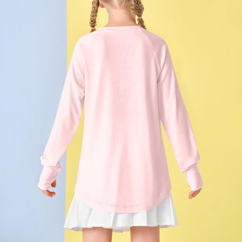 Girls Long Sleeve Oversized Tops with Thumb Holes Loose Soft Shirts Blouse Teen Kids Crew Neck Casual Tees Clothes4