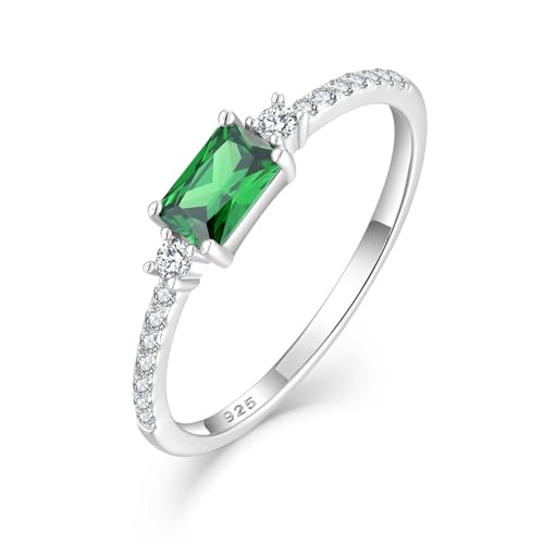 Rectangular Solitaire Birthstone Stackble Rings 925 Sterling Silver Engagement Stacked Band Rings for Women Jewelry, Size 5-10