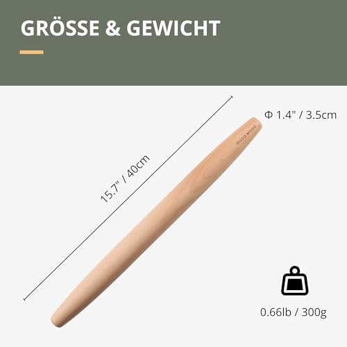 Foto von Muso Wood Nudelholz holz Französisches Teigroller zum Backen