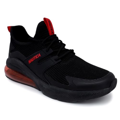 Nautica Men's Sneakers - Air Cushion Lace-Up Running Shoe - Lightweight and Comfortable Athletic Footwear for Everyday Wear and Fitness Training-Westbrook-Black Red Size-10