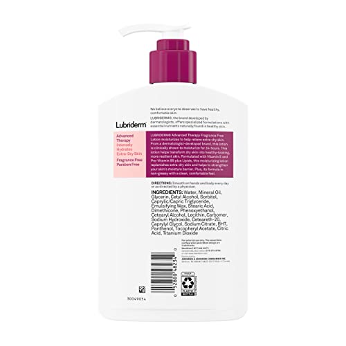 Lubriderm Advanced Therapy Fragrance-Free Moisturizing Lotion With Vitamins E And Pro-Vitamin B5, Intense Hydration For Extra Dry Skin, Non-Greasy Formula, 16 Fl. Oz (Pack Of 2) #TOP7