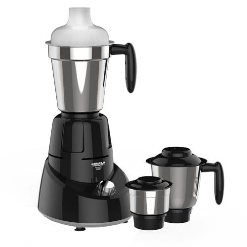 Image of Maharaja Whiteline MG Flora DLX MX-240 550W Mixer Grinder with 3 Jars | Powerful Motor | Black & Grey | Multipurpose Kitchen Mixer | 5 Years Motor Warranty