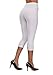 Kotii Women's Soft Capri Leggings 3/4 Cropped Leggings High Waisted Capris Tights White