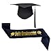 Banda Graduación Negro Birrete de Graduación Satin Sash Faja Gorro de Graduación Decoración Accesorios Adornos Kit para Fiesta de Graduación
