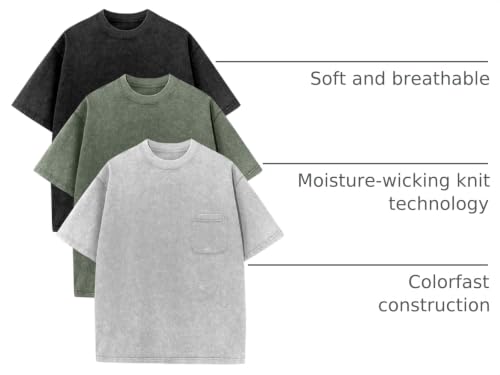 Image of COZYPOIN Unisex Kids Vintage Acid Wash Cotton Tees Crew Neck 3-16Y | 100% Cotton Boys Oversized T Shirt, Crew Neck, Short Sleeve, Front Pocket, Vintage Acid Washed Kids Tees for Boys Girls