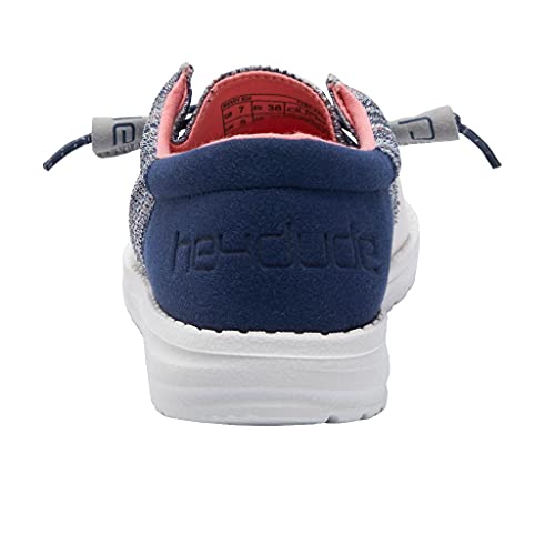 Image of HEYDUDE Women's Wendy Sox Funk Navy Size 8 | Women's Shoes | Women's Lace Up Loafers | Comfortable & Light-Weight
