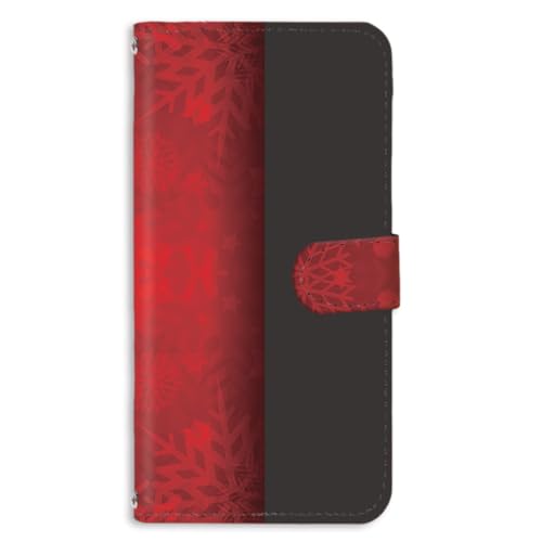 OPPO Reno A 用 手帳型 スマホケース フレキシブル リノaカバー けーたいケース 耐衝撃性 スタンド 雪の華 星柄 スノー star 結晶 レッド 185a03m