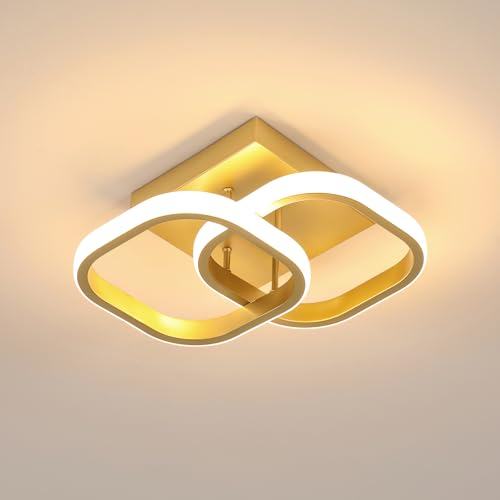 Plafoniera LED Soffitto Moderna, Lampadario LED Soffitto oro 2475LM, Lampada da Soffitto Quadrata per Camera da Letto Soggiorno Cucina Studio, Luce Bianca Calda 3000K, 29CM