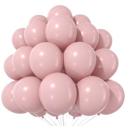 Image of Jobkoo Pink Balloons, 12 Inch 30 Pcs Boho Blush Pink Party Balloon Dusty Rose Nude Pink Balloons Retro Vintage Pink Latex Helium Balloons for Girls Baby Shower Anniversary Wedding Birthday Party Decor