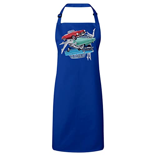 Tablier cuisine bleu vintage et tablier de cuisine homme voiture ancienne