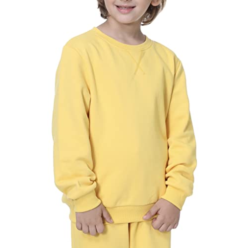UNACOO Sweatshirt Kids Crewneck Long Sleeve Fleece Sweatshirt Pullover Cotton Tops for Boys or Girls (Age 3-12 Years)