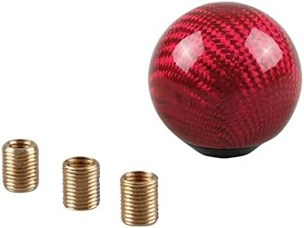 RYANSTAR Carbon Fiber Shift Knob Gear Shifter Knobs with 3 Adapters Round Ball Stick Shifter Level Red