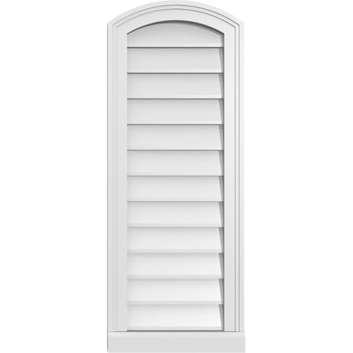 Ekena Millwork GVPAR14X3603SN Arch Top Surface Mount PVC Gable Vent, Factory Primed White